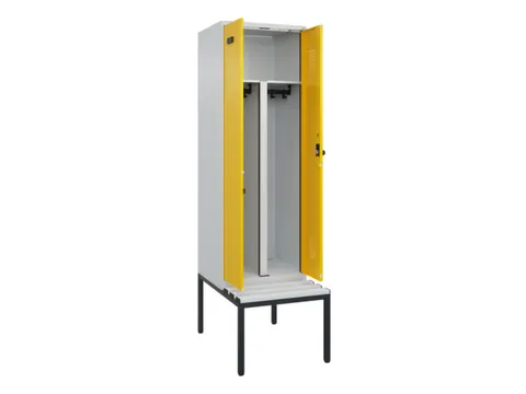 PBM-locker met bank,HxBxD 2120x600x815mm,2vak,vak B 300mm,draaigrendel