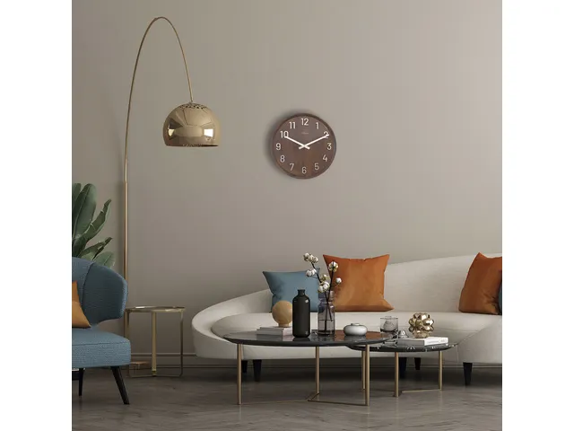 FLEXISTYLE Moderne vierkante grote wandklok hout ECO 50cm, stille houtlook, eiken, woonkamer, slaapkamer, Made in EU (Digits