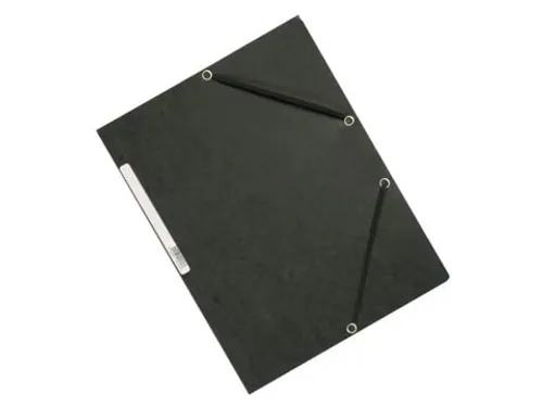 Elastomap A4 Met 3 Kleppen Karton Zwart Voor 200 Vel Pak 10 Stuks