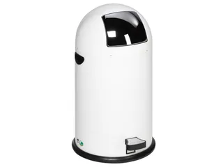 Push & Kick Afvalbak Staalplaat 33 Liter 690x375mm Met Pedaal Wit - 1