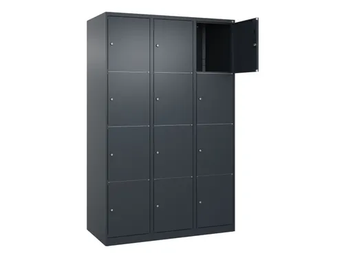 lockerkast,HxBxD 1850x1200x500mm,3x4vakken,vak B 400mm,cil.-slot