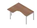 Bureau d’angle 730x1600x1200mm 4 pieds retour à gauche noyer/alu