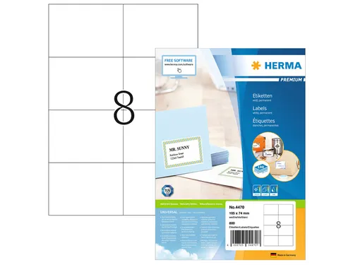 HERMA 4470 Premium etiketten A4 105x74mm Wit 800 stuks