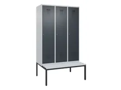 locker met bank,HxBxD 2120x1200x815mm,3vak,vak B 400mm,cilinderslot