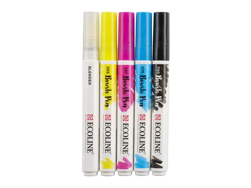 Brushpen Talens Ecoline set à 5 stuks primair