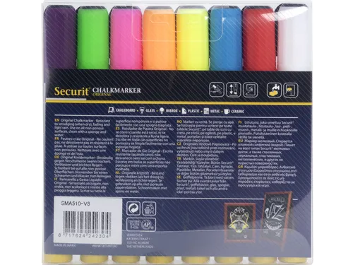 Krijtstift Securit Sma-510 Schuin Assorti 2-6mm Blister à 8st