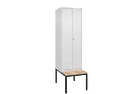 PBM-locker met bank,HxBxD 2120x600x815mm,2vak,vak B 300mm,cil.-slot