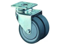 Dubbele Apparatenwiel Plaat Zwenkw. Dxb 75x2x24mm 80kg