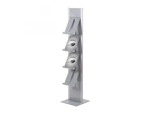 Brochurerek Totem Zilver Met Stalen Legplanken