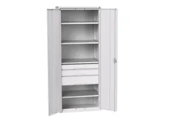 universele kast,HxBxD 2000x800x550mm,4xStalen bodem,3lade(n)