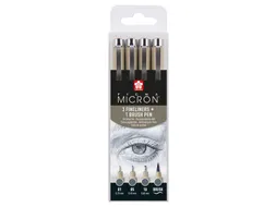 Fineliner Sakura Pigma Micron koelgrijs set 4 maten