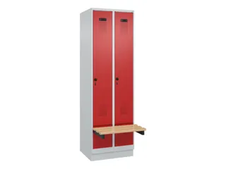 locker met bank,HxBxD 1950x600x815mm,2vak,vak B 300mm,draaigrendel - 2