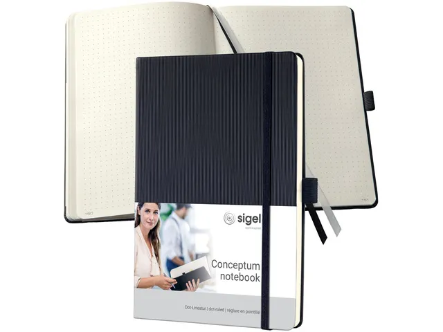Carnet de note Sigel Conceptum Pure hardcover A5, noir, pointillé