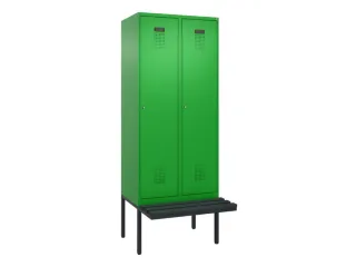 locker met bank,voor scheiding van kleding,HxBxD 2120x800x815mm,2vak - 2