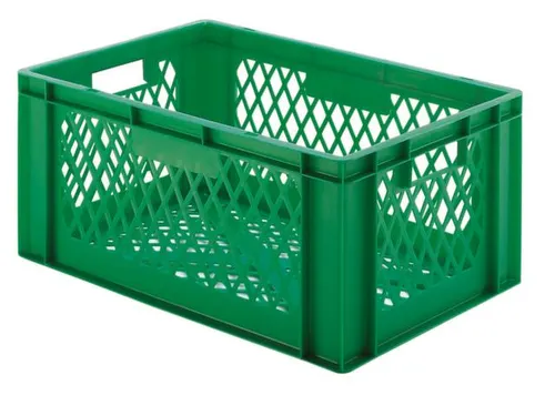 Euronorm-stapelbak 51l 270x600x400mm Wanden/bodem Opengewerkt Groen
