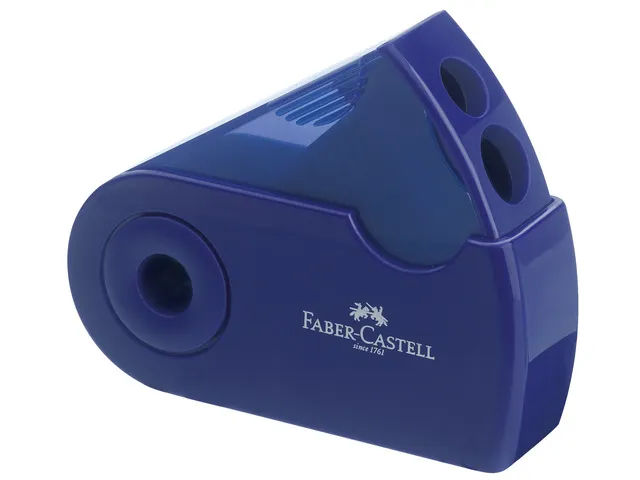 puntenslijper Faber-Castell "Sleeve" rood/blauw 2 gaats display a 12 s