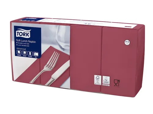 Tork 477418 Soft Lunchservet Advanced Bordeaux 33x33cm