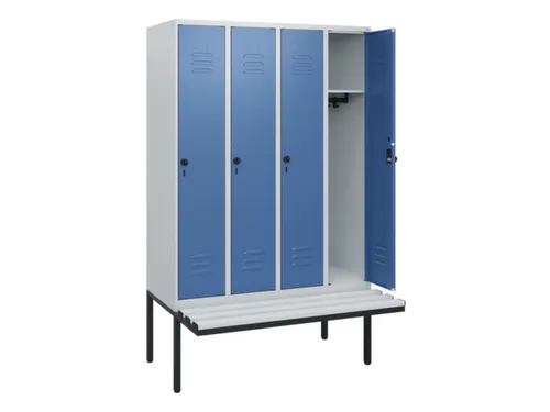 locker met bank,HxBxD 1950x1200x815mm,4vak,vak B 300mm,draaigrendel
