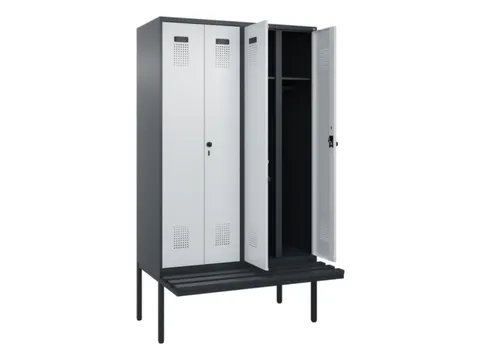 locker met bank,voor scheiding van kleding,HxBxD 2120x1200x815mm,4vak