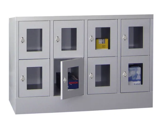 Vakkenkast Vensterdeuren 855x1230x500mm 8 Vakken 300mm Klink Sokkel