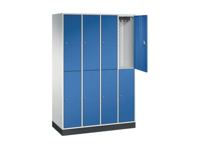 Dubbeldekse garderobekast,RAL 7035/RAL 5010,HxBxD 1950x1220x500mm