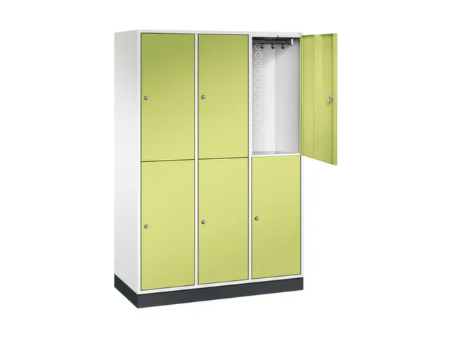 Dubbeldekse garderobekast,HxBxD 1950x1220x500mm,3x2vak.,vak B 360mm