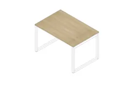 bureau,HxBxD 730x1200x800mm,blad eiken,sledeframe wit