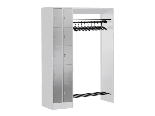 locker met kapstok,HxBxD 1950x1410x480mm,romp RAL7021,front RAL7021