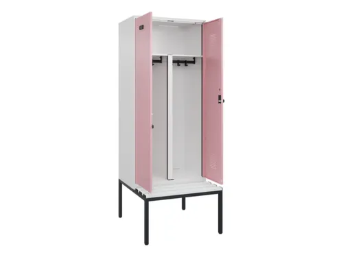 PBM-locker met bank,HxBxD 2120x800x815mm,2vak,vak B 400mm,draaigrendel