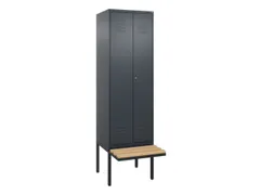 PBM-locker met bank,HxBxD 2120x600x815mm,2vak,vak B 300mm,cil.-slot