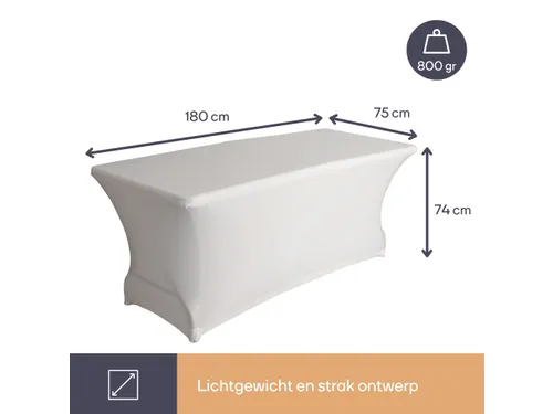 Hoes voor Tafel Wit Stretch Rechthoekig 180x75x74 cm