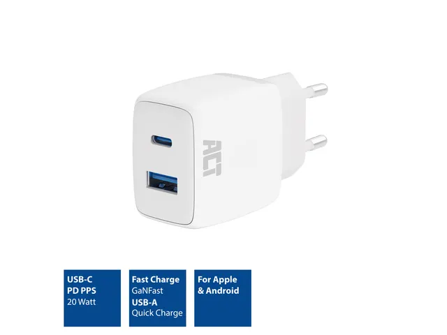 Oplader ACT 20w 2-poorts usb a+c wit