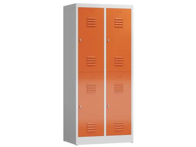 Dubbeldekse garderobekast 1800x800x500mm 2x2vak 400mm RAL7035 RAL3000