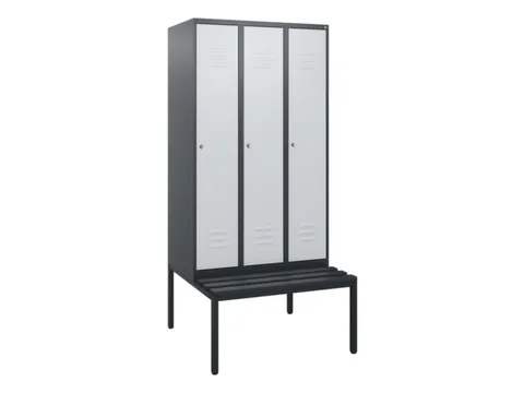 locker met bank,HxBxD 1950x900x815mm,3vak,vak B 300mm,cil.-slot