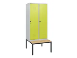 locker met bank,HxBxD 1950x800x815mm,2vak,vak B 400mm,draaigrendel