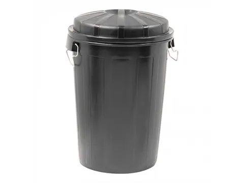 Denox kunststof Afvalvat met deksel 95 liter Zwart