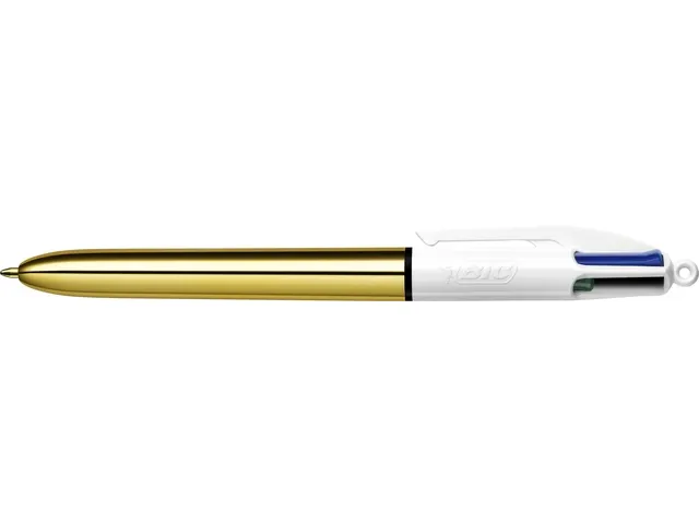 Balpen Bic Goud 4kleuren inkt