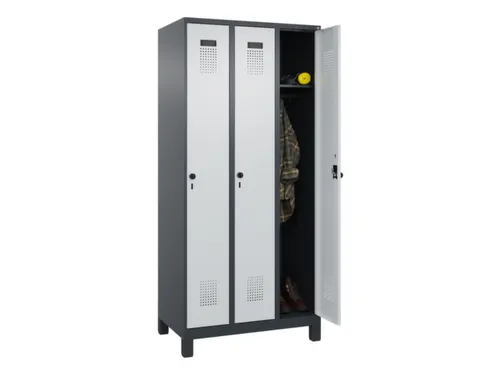 locker,HxBxD 1950x900x500mm,3vak,vak B 300mm,draaigrendel,voeten