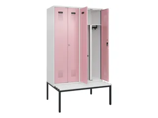 PBM-locker met bank,HxBxD 2120x1200x815mm,4vak,vak B 300mm - 1