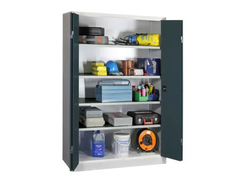 Ruime Vouwdeurkast 1950x1200x600mm 4legborden Ral7035 Front Ral7016