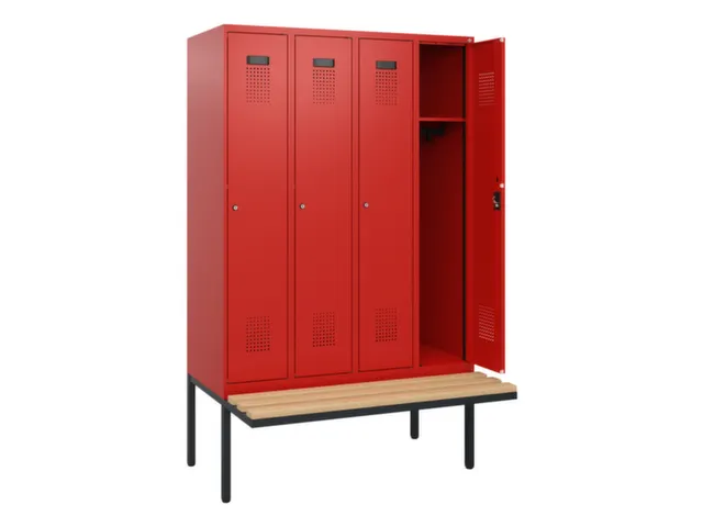 locker met bank,HxBxD 1950x1200x815mm,4vak,vak B 300mm,cilinderslot