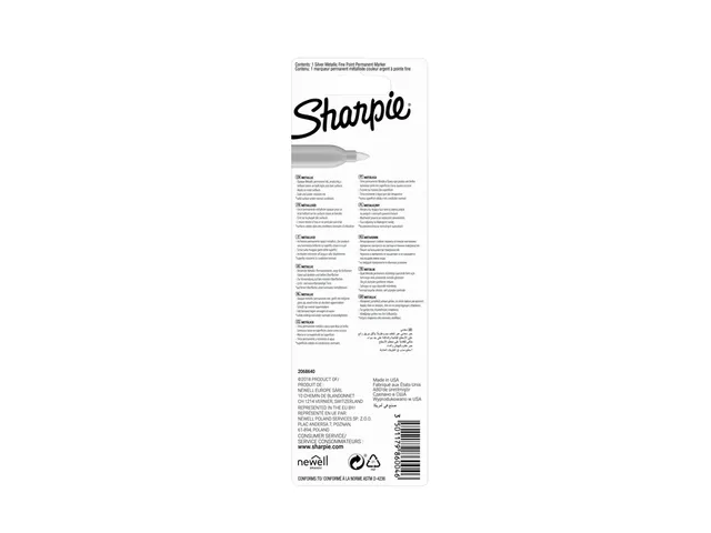 Feutre Sharpie pointe ogive 0,9mm Metallic Argent bister 1 pièce