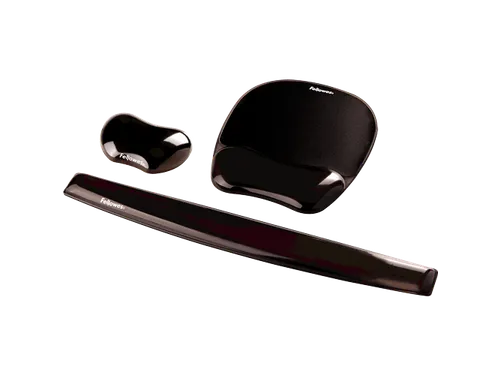 Muismat met polssteun Fellowes Crystals gel transparant zwart