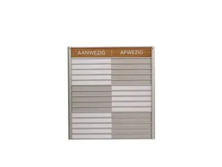 Menoor In-Uit bord 15 namen Aluminium Aanwezig/Afwezig Houtlook - 1