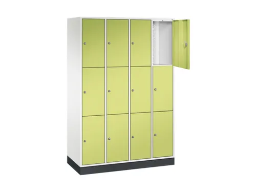 lockerkast,HxBxD 1950x1220x500mm,4x3vakken,cil.-slot,sokkel
