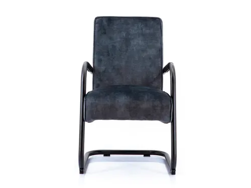 Luxe Vergaderstoel Dunton Antraciet Velours Zwart Sledeframe