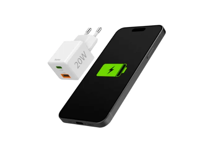 Oplader Hama USB-C/USB-A Mini PD 20W wit