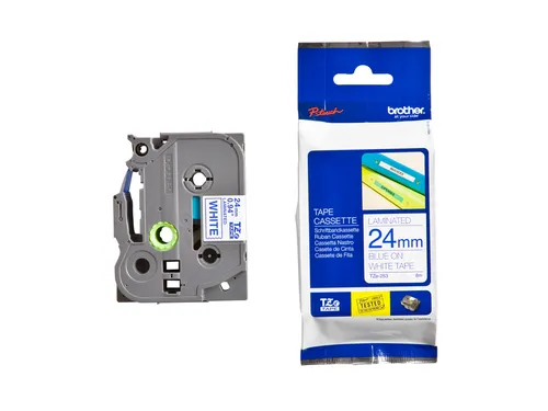 Labeltape Brother P-touch TZe-253 standaard 24mm blauw op wit