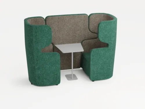 Zitgroep,2Fauteuils,Tafel,2-Zits,Geluidabsorberend,Stof Turkoois/Beige