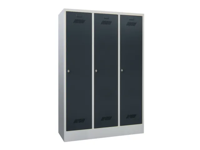 lockerkast,HxBxD 1850x1200x500mm,3vak,RAL7035,front RAL7016